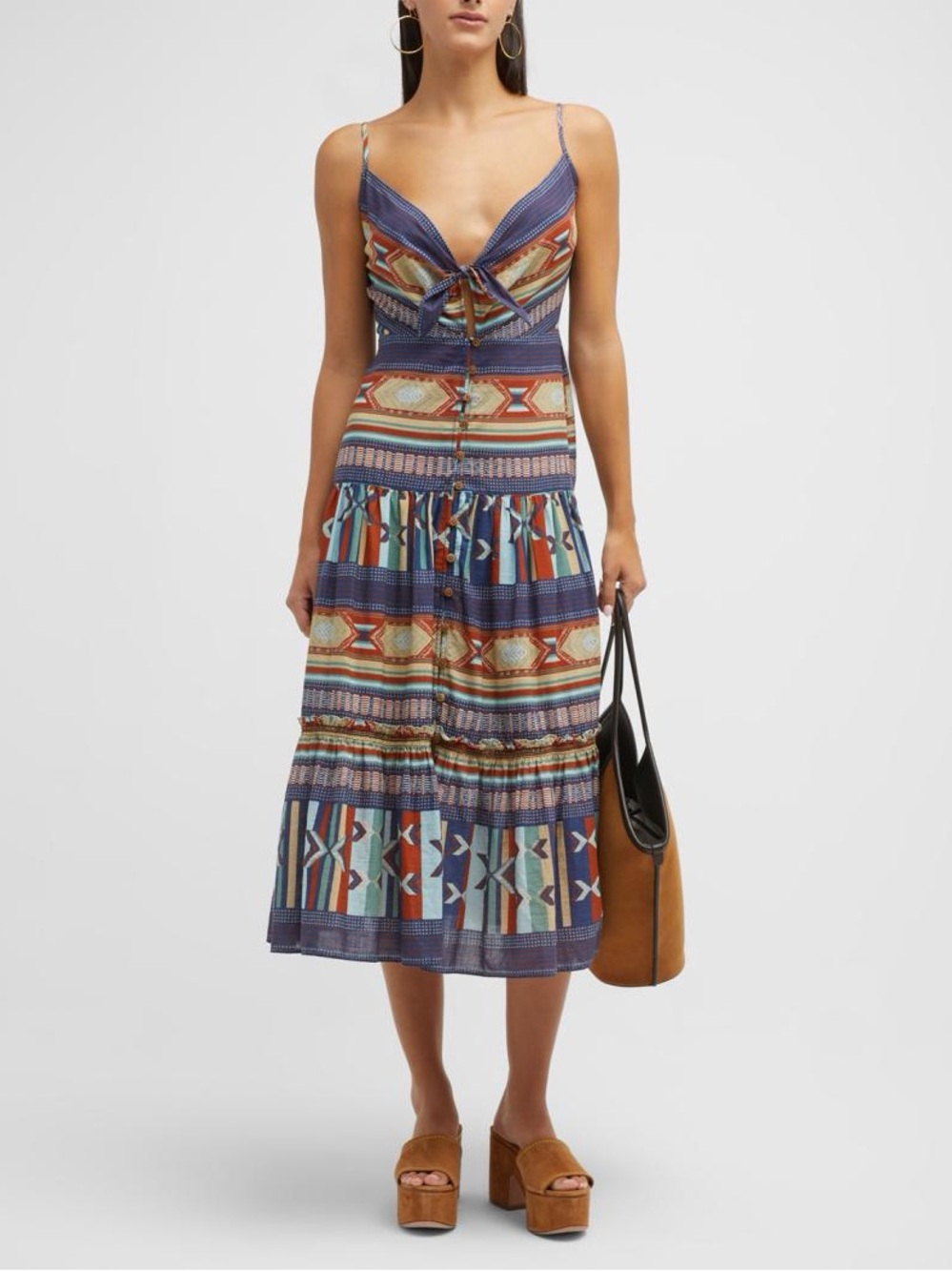 Veronica Beard Abilene Printed V-neck Dress